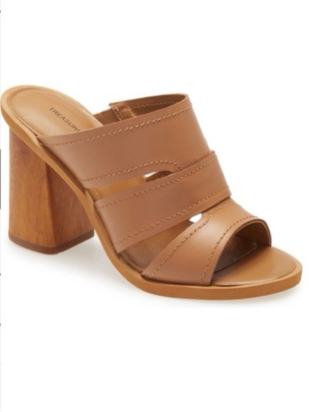 Treasure & Bond Allie Tan Leather Strappy Block Heel Mule Sandals Size 10